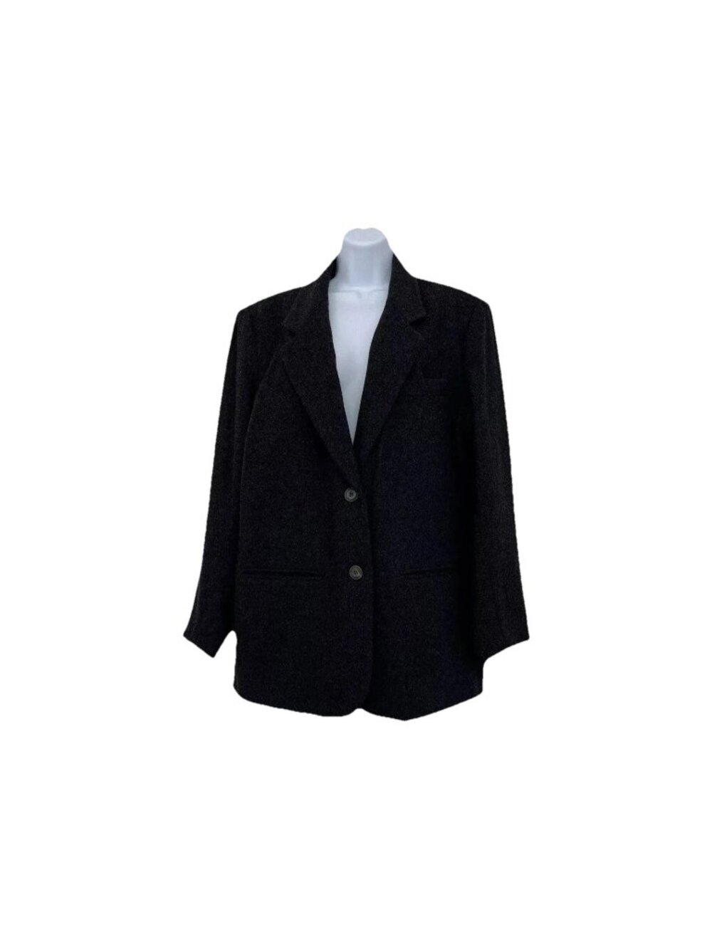 Eddie Bauer Charcoal Gray Wool Angora Blend Button Front Blazer